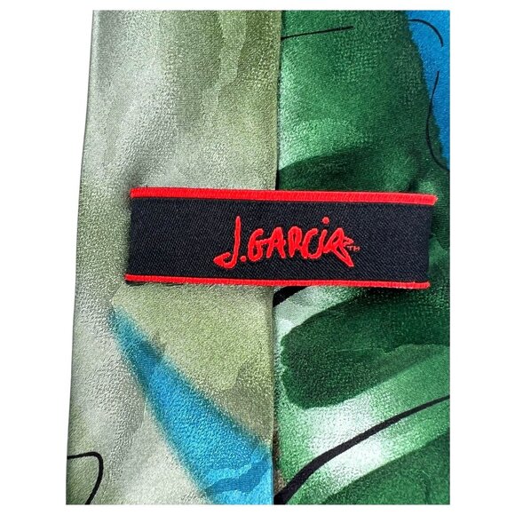 Jerry Garcia Silk Tie Blue Green Desert Storm Limited ED Collection 47 Abstract - Picture 8 of 11